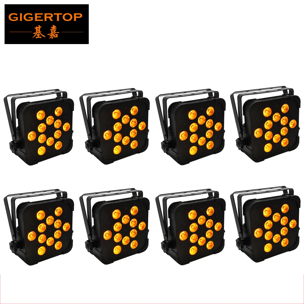 Freeshipping TP-G3045-5IN1 8 Pack 12x15 Watt RGBW Amber Stage Flat Led Par Light Big Lens 25 Degree Tyanshine Power Theater/Club