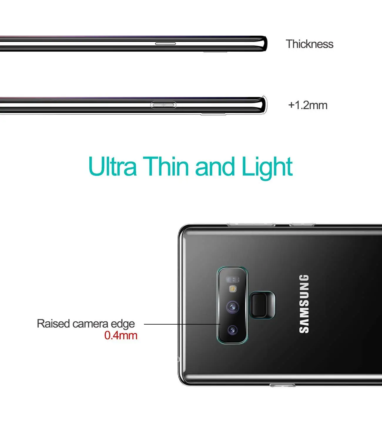 Crystal Clear Ultra Thin Slim Soft TPU Cases Covers for Samsung Galaxy Note9 Note 9 Phone Back Cover Transparent Gel GalaxyNote9 samsung cases cute