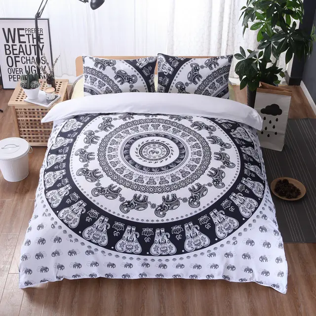 3d bedding set king size elephant print duvet cover set mandala