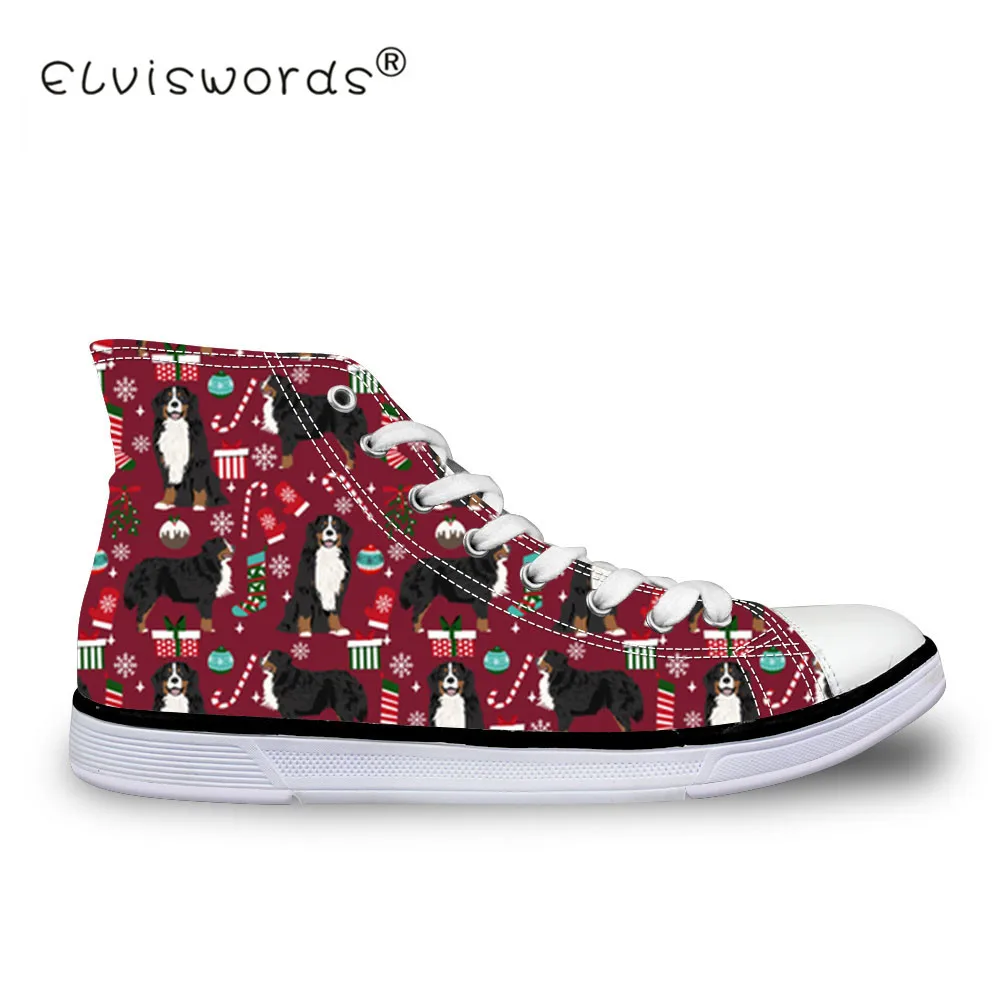 

ELVISWORDS Bernese Mountain Dog Women Flat Canvas Teenager Vulcanize Shoes Spring Designer Women's Sneakers Girl Sports Zapatos