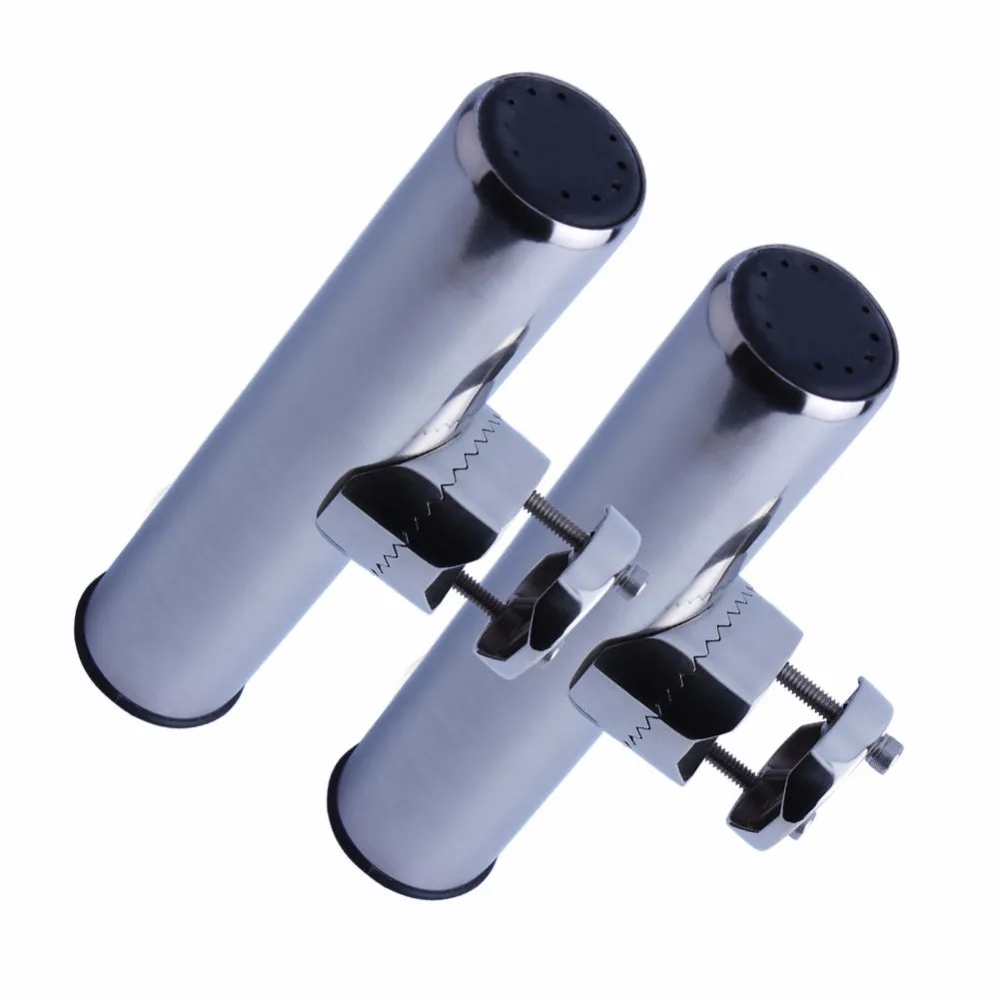 

2017 NEW 2pcs Big Clamp Fishing Rod Holder Marine Stainless Steel Clamp On Fishing Rod Holder Adjustable For 7/8"-1"
