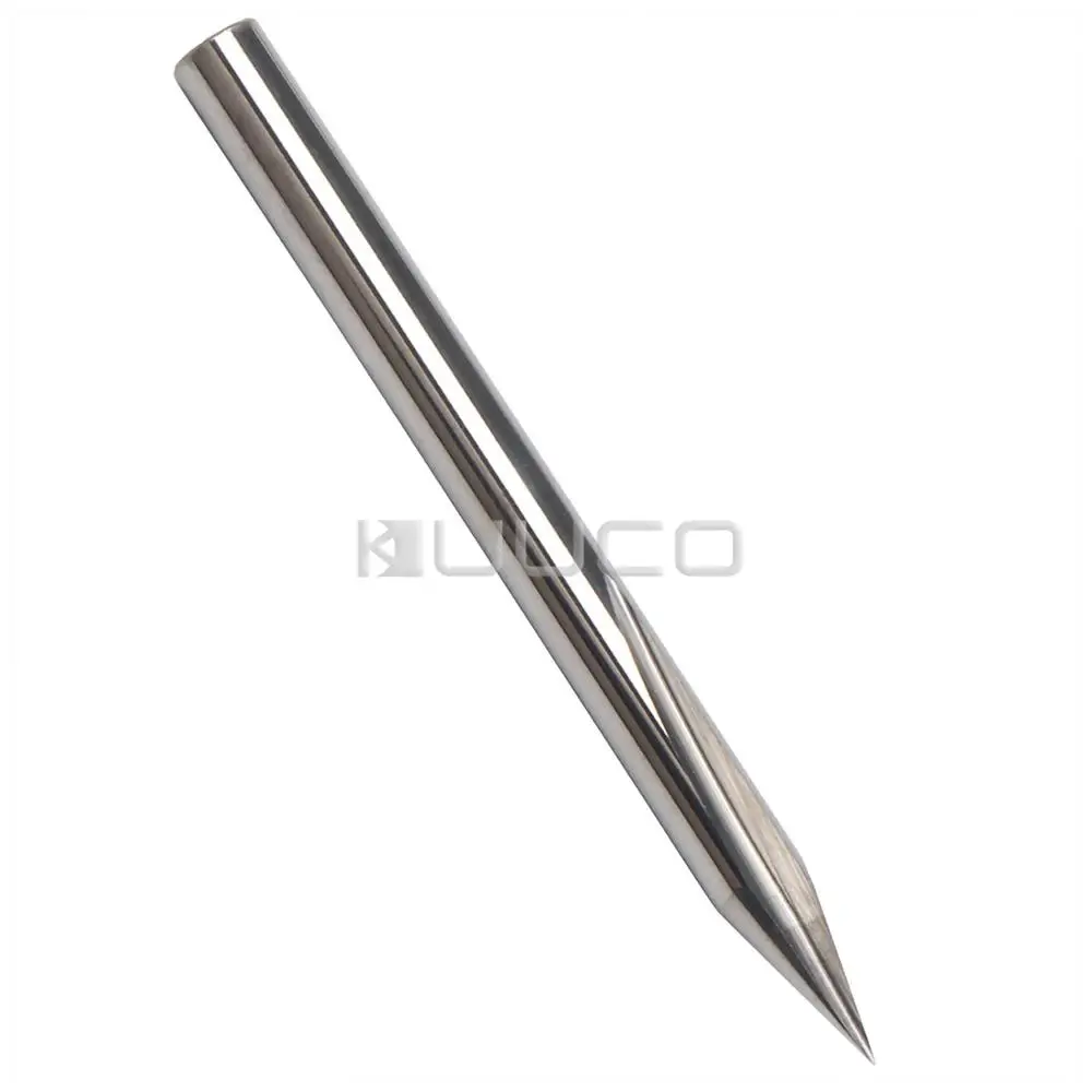 HUHAO 30 Degree Engraving V bit 2 Flute Straight End Mill 0.1mm Tip Carbide CNC Router Bit 1/8 Inch Shank 5PCS 
