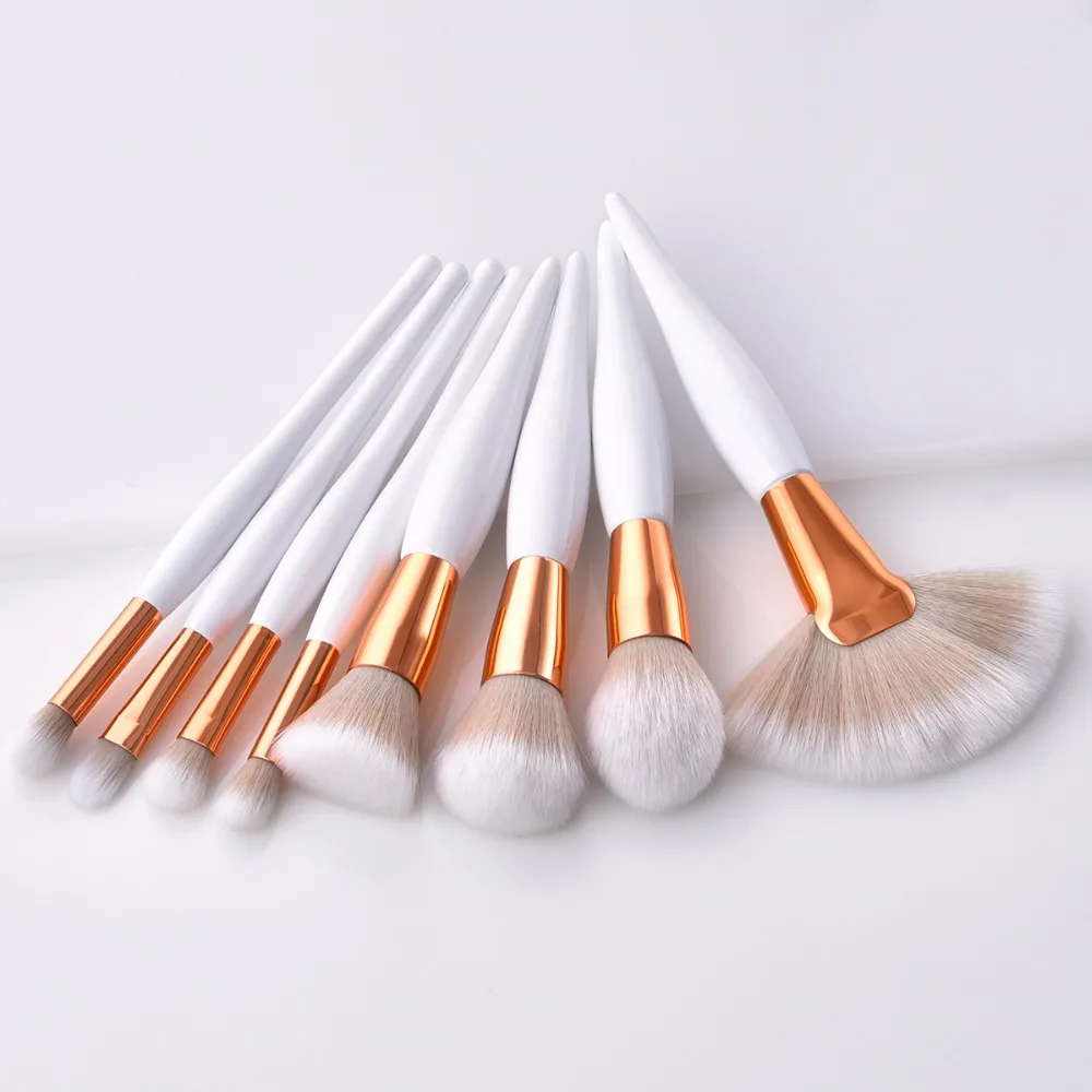 

Professional 8pcs Makeup Brushes Set Cosmetic Face Foundation Powder Eyeshadow Eyebrow Blush Lip Gold Plating Make Up Brush Kits