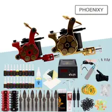 Completed Tattoo Kit 20Color Ink Set One Machines Set Black Power Supply Needles Permanent Makeup Beginner Tattoo Accesories Kit