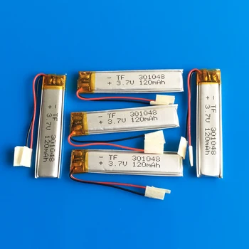 

5 pcs 301048 3.7V 120mAh Polymer lithium Lipo battery Rechargeable customized CE FCC ROHS MSDS for MP3 bluetooth headset