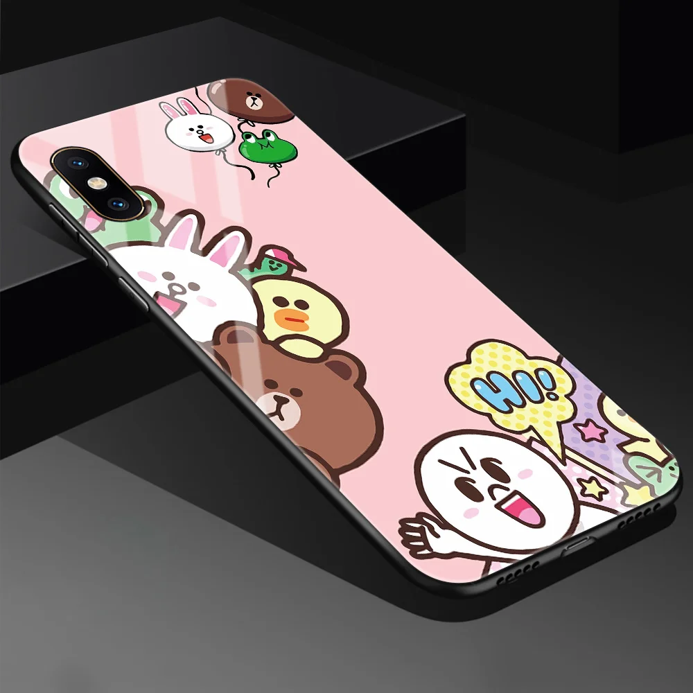 FinderCase for case Xiaomi Mi 8 se Cute bear couple Hard Back Glass Phone cover for Mix 2 2s 3 case Xiaomi Mi 8 9 SE lite max 3 - Цвет: 01408