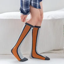 Модные полосатые хлопковые носки женские лоскутные высокие Гольфы смешные носки Харадзюку для девочек хип-хоп спортивные длинные носки Sox уличная одежда