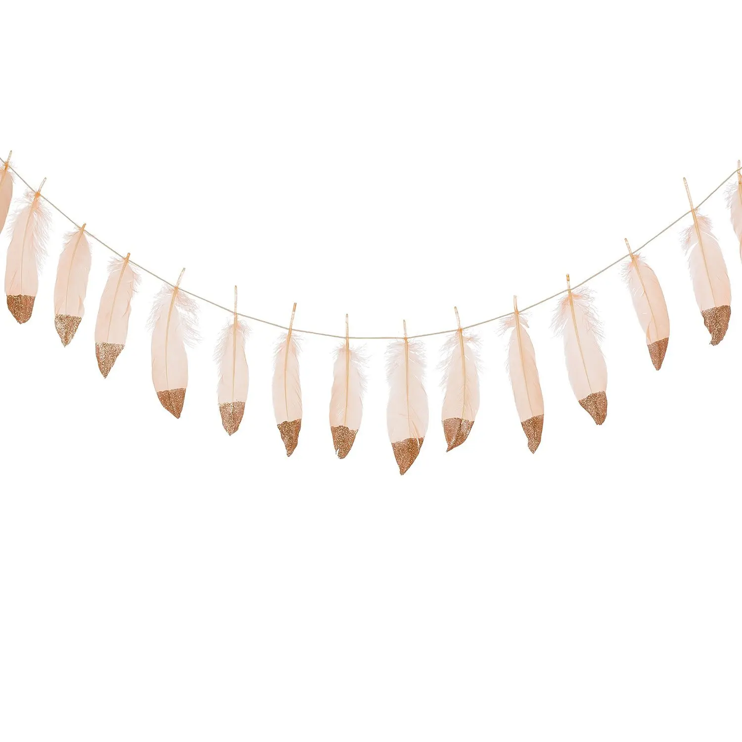 

Feather Garland Rose Gold Glitter Dipped Soft Feather Banner for Bedroom Bohemian Teepee Decorations Boho Theme Wedding Bridal B