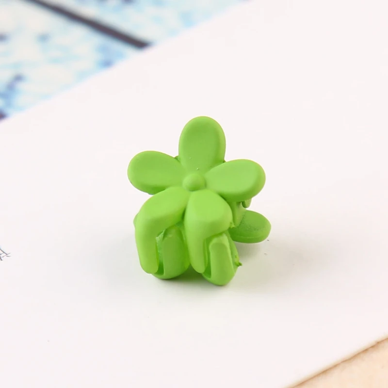 10 pcs New Fashion Baby Girls Small Hair Claw Cute Candy Color flower Hair Jaw Clip Children Hairpin Hair Accessories Wholesale - Color: Green