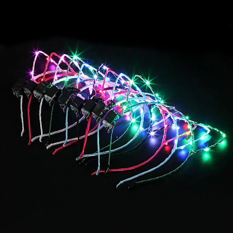 

Women Girls Cat Animl Ear LED Flashing Glow Headband Hairband Adults Bar KTV Nightclub Dress Decor Party Headwear Halloween