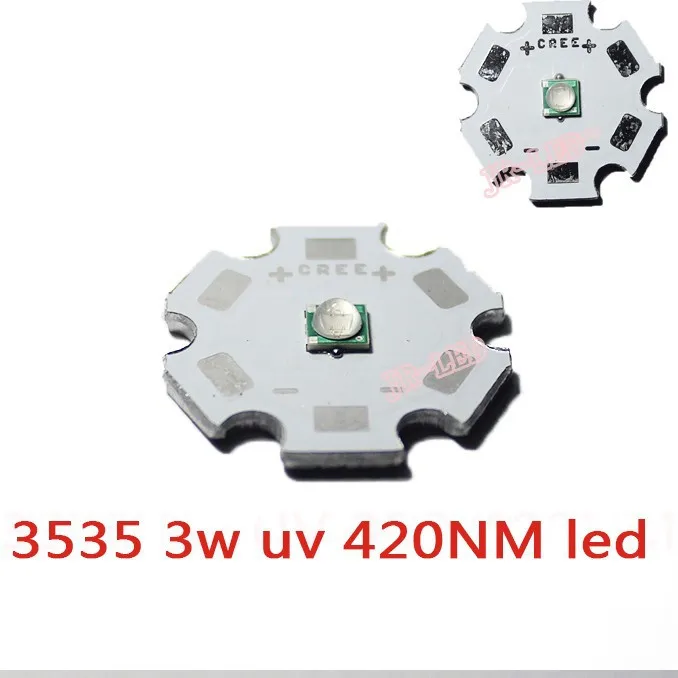 10 шт. 3535 SMD 3 Вт УФ/ультрафиолетовый высокой мощности Светодиодный излучатель бисера 420nm 395nm 400nm УФ Фиолетовый светильник 20 мм