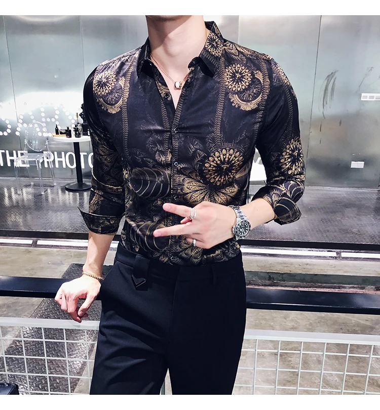 Новая модная мужская Повседневная рубашка с длинными рукавами в европейском и американском стиле, брендовые Дизайнерские мужские брендовые рубашки