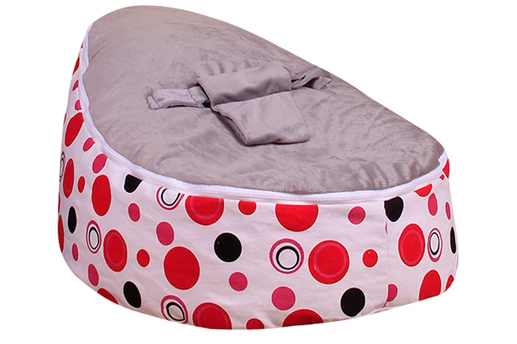 Levmoon средний красный круг печати мешок бобов стул детская кровать для сна портативный складной детское сиденье диван Zac без наполнителя