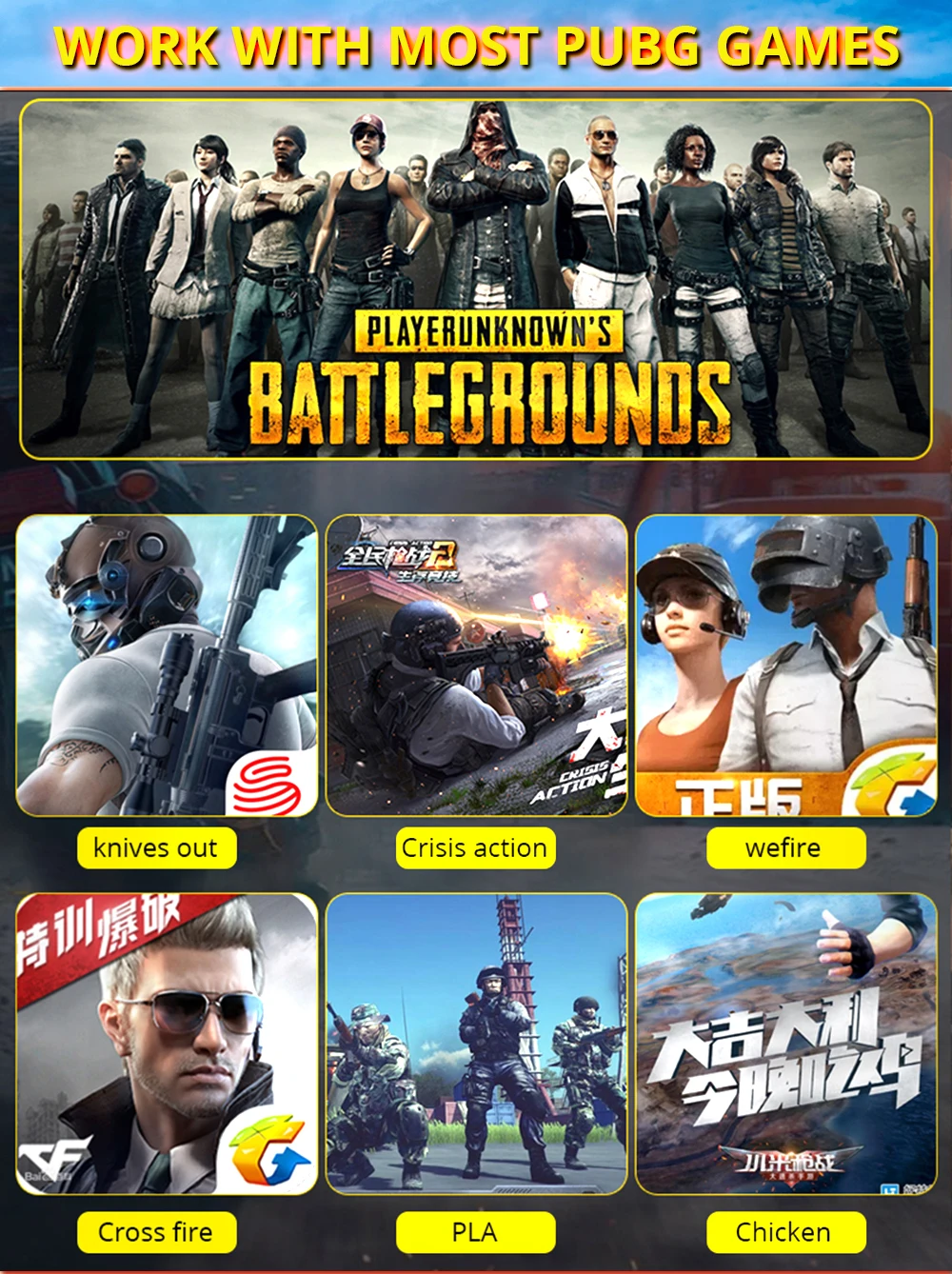 WORK WITH MOST OF PUBG GAMES