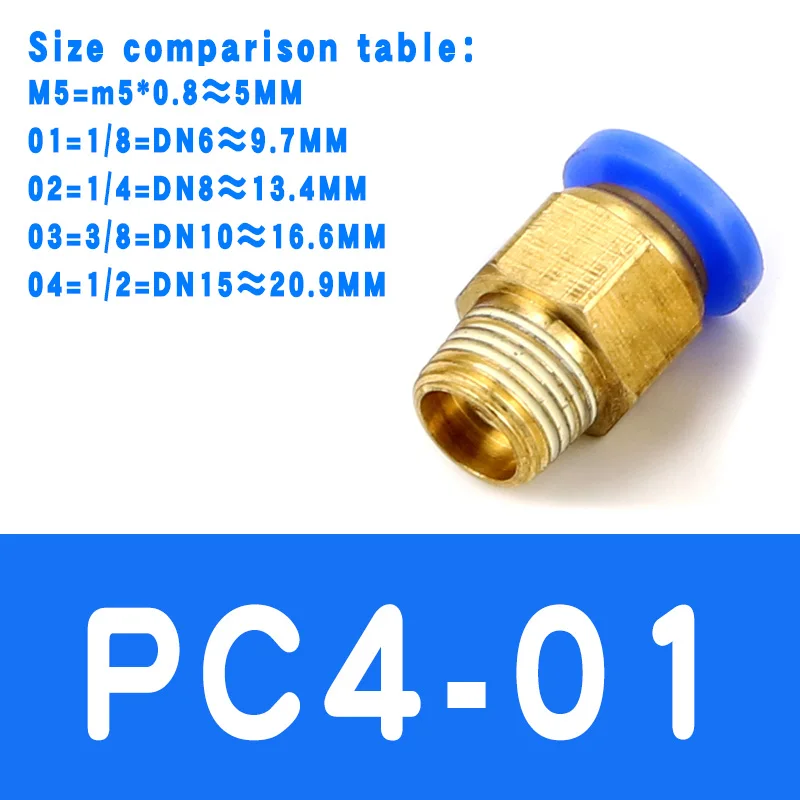 Воздушный пневматический штуцер из поликарбоната 10 мм 8 мм 6 мм 4 мм шланговая трубка 1/" BSP 1/2" 1/" 3/8" Мужской резьбовой соединитель для труб быстрое соединение из латуни - Цвет: PC4-01