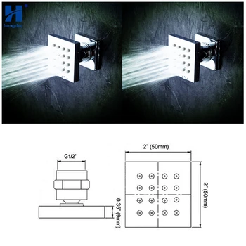 

Hongdec 2pcs bath Brass Square Massage Shower tap System Body Spray Jet set chrome