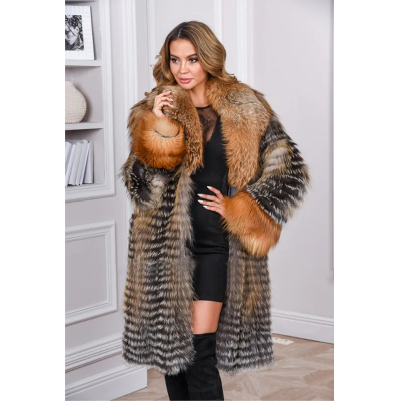 Manchette Femmes De Plus D'hiver Taille Fursarcar Renard Avec Col Et Real Fourrure Manteau Personnaliser Naturelle La Or Luxury lFJKT1c3
