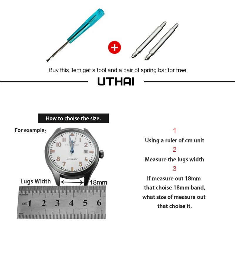 UTHAI Z09 Ремешки для наручных часов из натуральной кожи 12-24 мм Универсальные часы с бабочкой и пряжкой стальной ремешок с пряжкой браслет+ инструмент