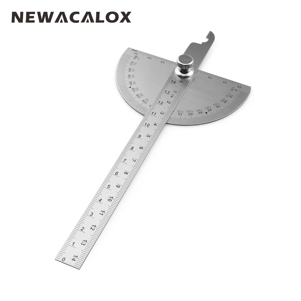 NEWACALOX измерительные инструменты деревообрабатывающий 180 градусов Регулируемый транспортир Угол искатель мастер линейка из нержавеющей стали суппорт 10 см