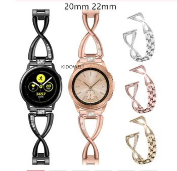 

For Samsung Gear S3 S2 Sport Frontier Classic Stainless Steel Diamond Band Galaxy Watch active 42mm 46mm Bracelet Strap 20 22mm