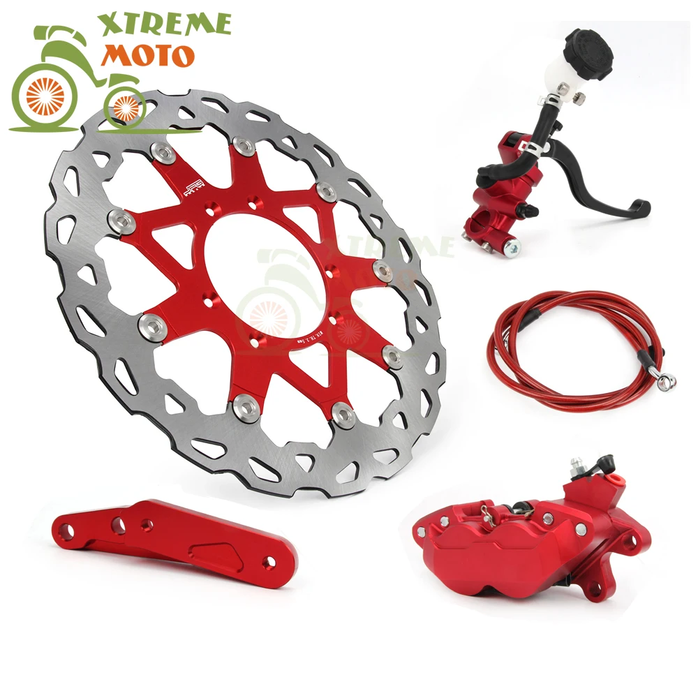 Front Brake System Lever Master Cylinder Hose 4 Pot Caliper Adaptor