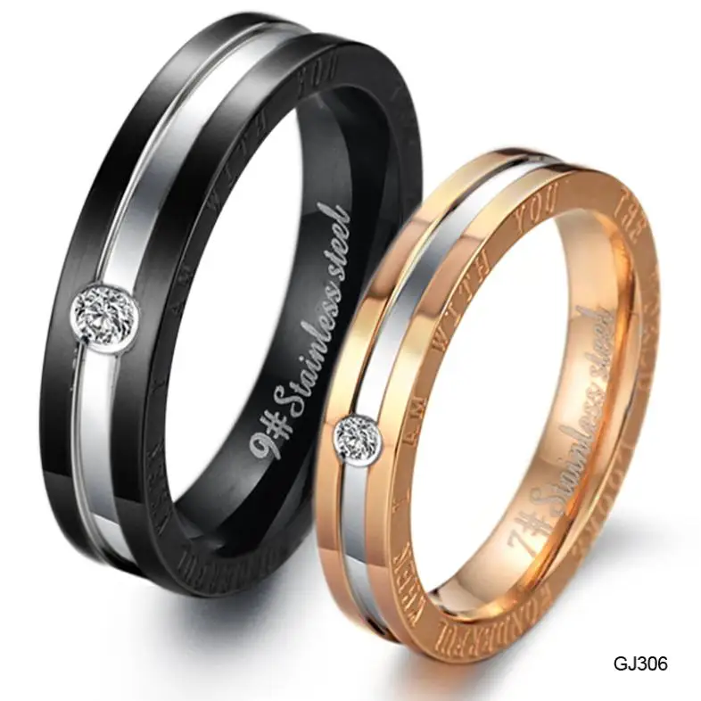 egyptian jewelry rhinestone titanium steel couple ring engagement ring bands gold and black gj306 - Egyptian Wedding Rings egyptian jewelry rhinestone titanium steel couple ring engagement ring bands gold and black gj306 - Egyptian Wedding Rings