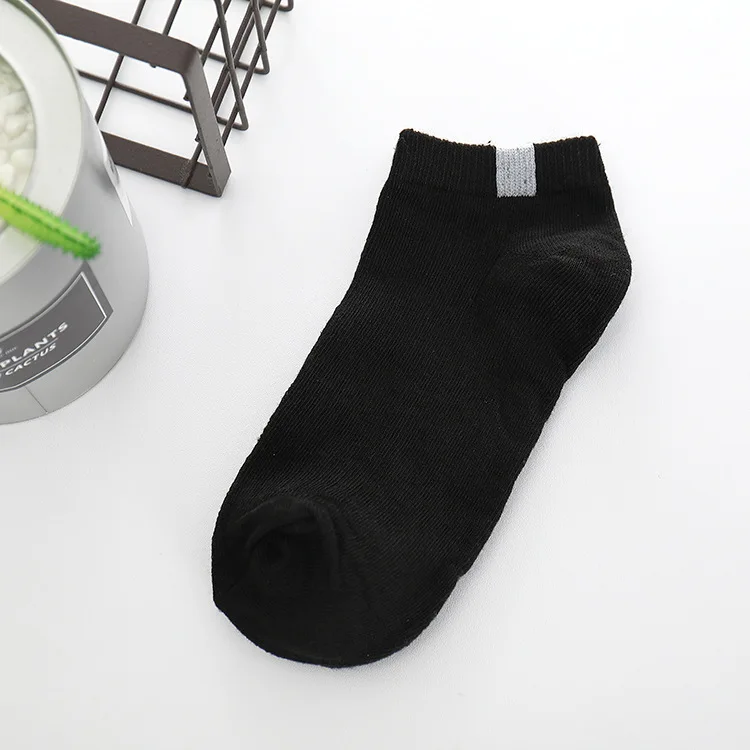 Black Socks Мужские носки, тапочки для женщин, мужчин, студентов, девочек, удобные полосатые хлопковые спортивные носки, короткие мужские носки, женские новые - Цвет: Black Socks
