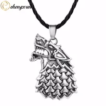 Hongxun Teen Boys Norse Wolf collar hombres vikingo joyería Animal colgante negro cuerda cadena ajustable Estilo Vintage(China)