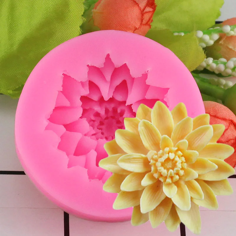 

3D Beautiful Lotus Chrysanthemum Flowers Wedding Cake Decorating Tools DIY Sugarcraft Baking Fondant Silicone Mold Soap Mould