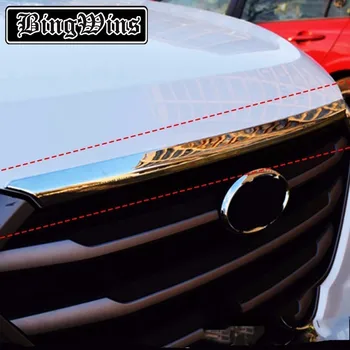 

Car styling head cover chrome trim For Hyundai Tucson 2015 2016 Front Grille Head Engine Lid Molding Cover Trim Car Accessories