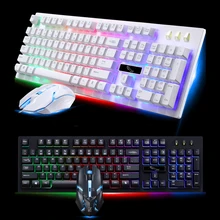 Gamer клавиатура и мышь набор Проводная подвеска механическая Feel USB 104 Keycap Клавиатура Мышь комбо ноутбук ПК с подсветкой RGB