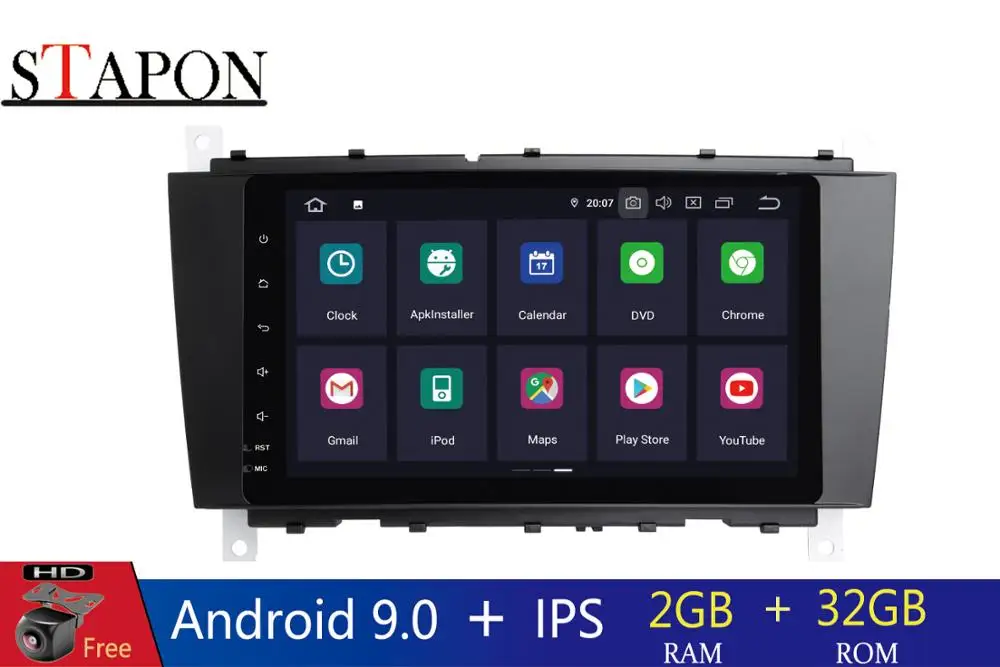 STAPON 2din Android 9,0 четырехъядерный процессор для Benz 2 Гб ram автомобильный DVD 8 дюймов gps радио с wifi данные беспроводного обмена FM AM DAB