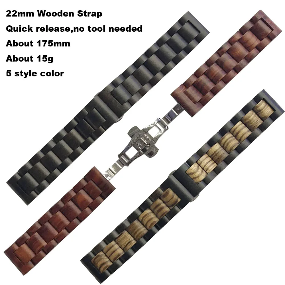 

Wooden Band Smart Watch Strap 22mm for Xiaomi Huami Amazfit Pace Stratos 2 Bracelet for Samsung Gear Classic S3 Frontier Correa