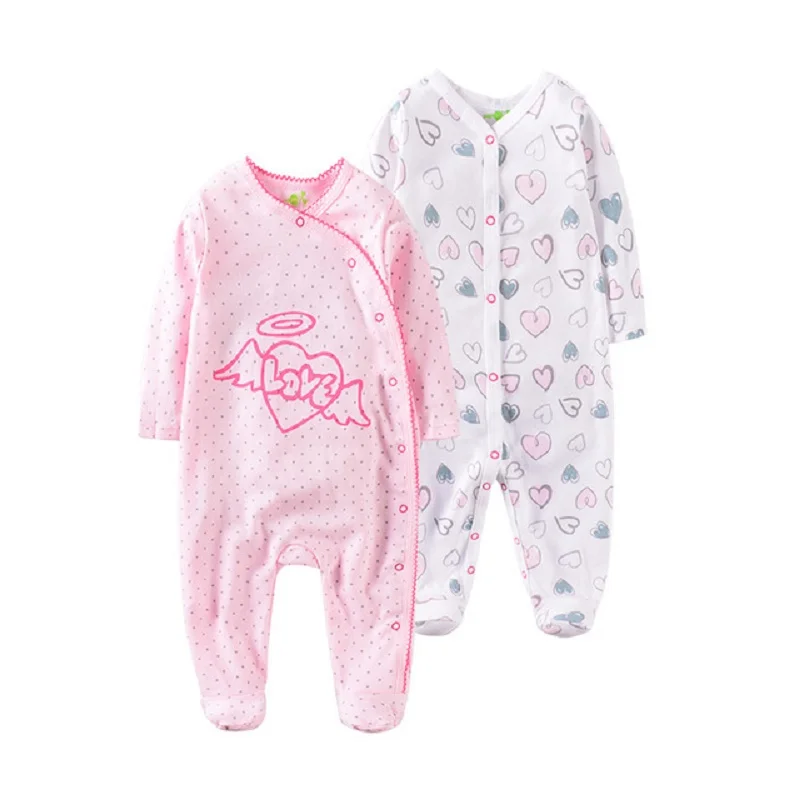 Комбинезон для маленьких девочек, 2 предмета, пижама для новорожденных, детские комбинезоны с цветочным рисунком, одежда для малышей, комбинезоны с длинными рукавами для новорожденных, детские пижамы - Цвет: 1