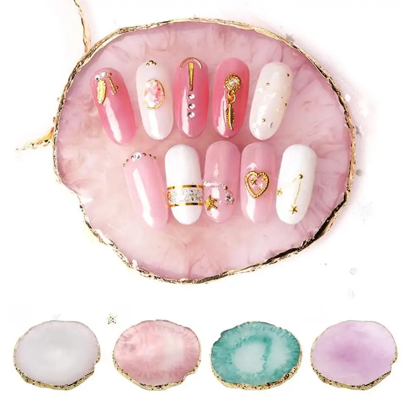 

Natural Resin Agate Nail Art Display Showing Shelf Board Nail Salon Tools Color Mixer Mixing Palette Holder Drawing Plate