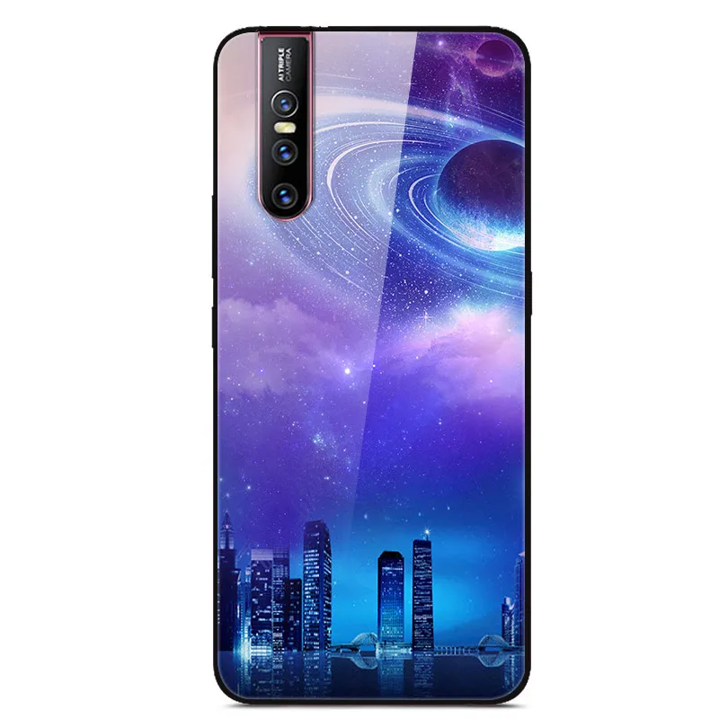 Чехол для VIVO V15 Pro, чехол VIVOV15 Pro из закаленного стекла с изображением планеты космос, стеклянный чехол на заднюю панель для VIVO V15 Pro V15Pro V 15 Pro, чехол - Color: 01