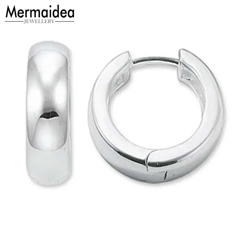 

Creole Silver Hinged Hoop Earrings 2019 New Fashion Jewelry Light White Round 925 Sterling Silver Gift For Women