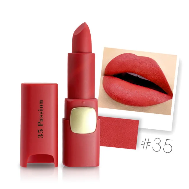 35 Passion Miss Rose, 18 цветов, рубиново-красная матовая Косметическая Помада, макияж, водостойкая Помада для губ, Макияж для губ, губная помада, румяна, коврик для губ, губная помада - Цвет: 35 Passion