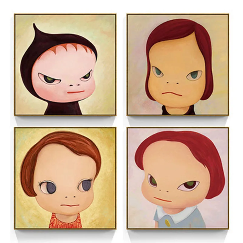 Big Head Dolls Child Rich Expression Eyes Lovely Sofa Background Wall Study Art Picture Canvas Posters for Home Decoration | Дом и сад