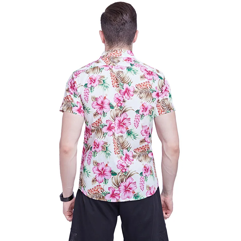 2019 Летняя Повседневная гавайская рубашка модная мужская рубашка с коротким рукавом мужская рубашка с цветочным принтом
