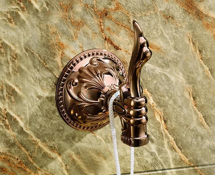 

FREE SHIPPING NEW flowers design BATHROOM ACCESSORIES Rose GOLD robe hook clothes hooks, coat hooks