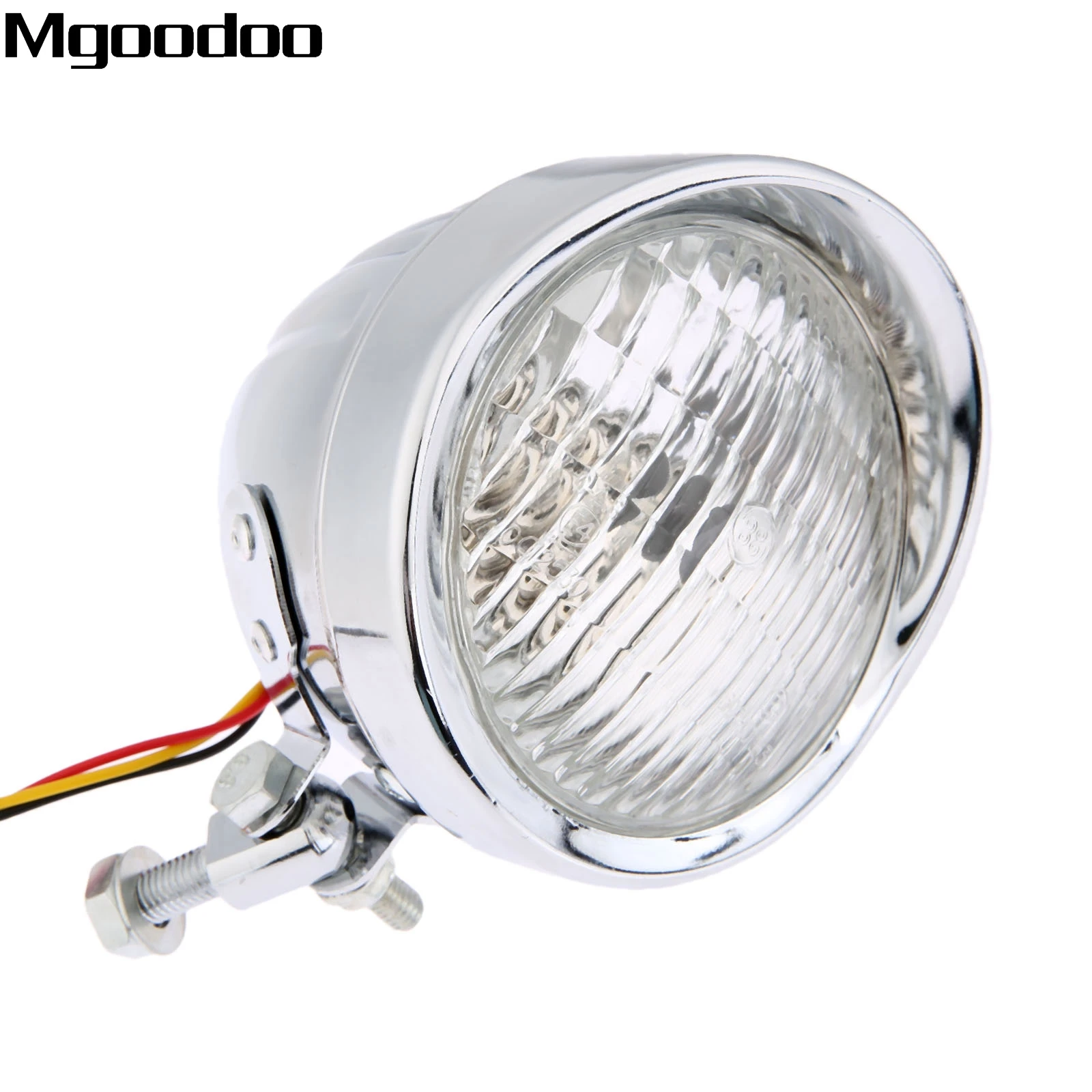 

Chrome Motorcycle Headlight Head Light Lamp Hi/Lo Beam For Harley Bobber Choppers Touring Custom Moto Bikes 12V 35W Clear Lense