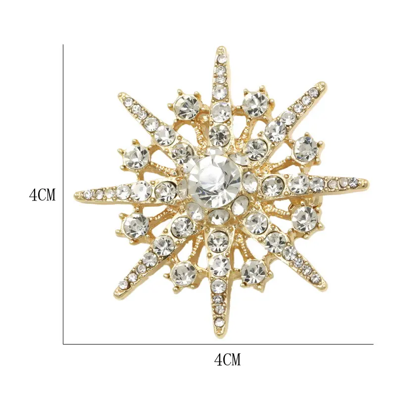 Прямая с фабрики, хрустальные стразы, брошь Starburst, булавки для платья золотого или серебряного цвета с покрытием - Окраска металла: Светло-желтый, золотистый цвет