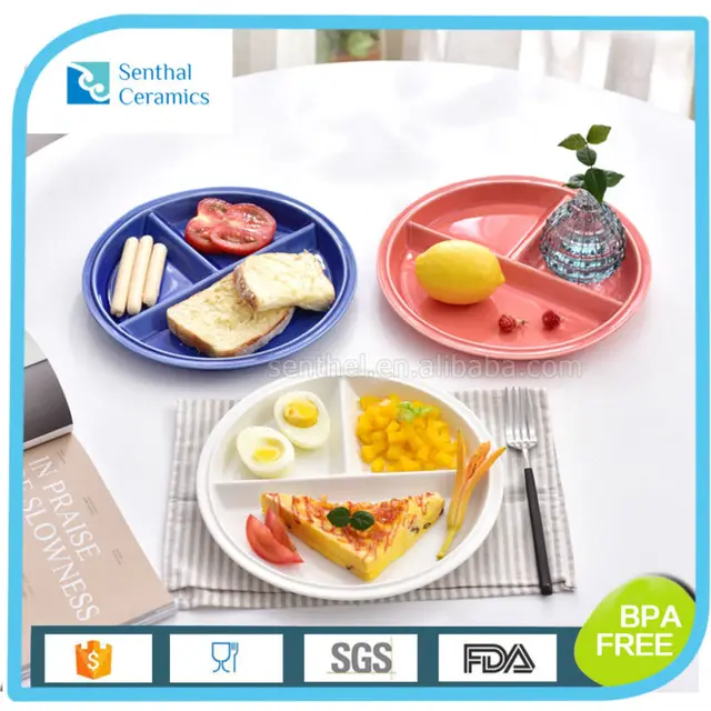 Creative Porcelain Plate Ceramic Snack Dish Round Divided 3 Creative Porcelain Plate Ceramic Snack Dish Round Divided 3 Section Easy To Wash Microwave Dishwasher Safe