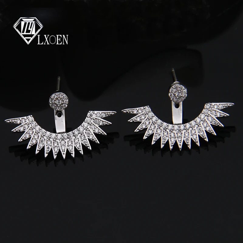 

LXOEN Punk Charm Cubic Zirconia Stud Earrings For Women Silver Gold color Marquise Earring Pulseras Mujer Party Gifts Jewelry