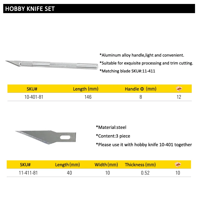 10-401 11-411 hobby knife blades size