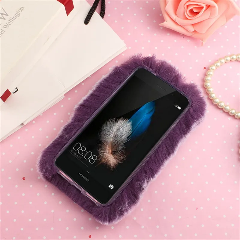 For Huawei P8 Lite 2017 Case 5.2inch Warm TPU Cover Rabbit Long Hair Furry Pussy Diamond Phone Case For Huawei Honor 8 Lite Nova (5)