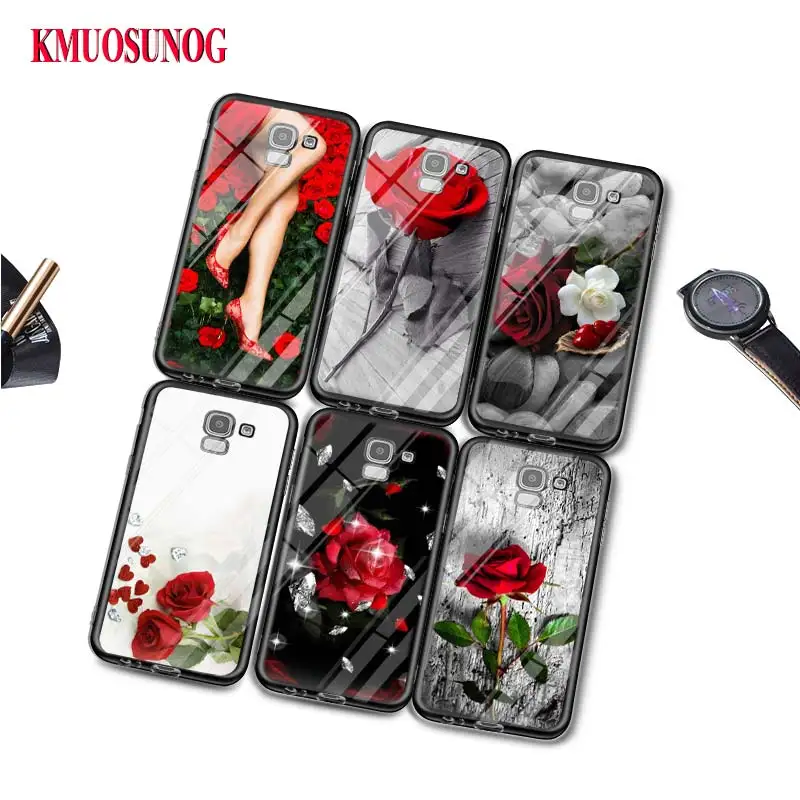 

Black Silicone Case Bright Red Roses Flowers for Samsung Galaxy j8 j7 j6 j5 j4 j3 Plus Prime 2018 2017 2016 Phone Bag Cover