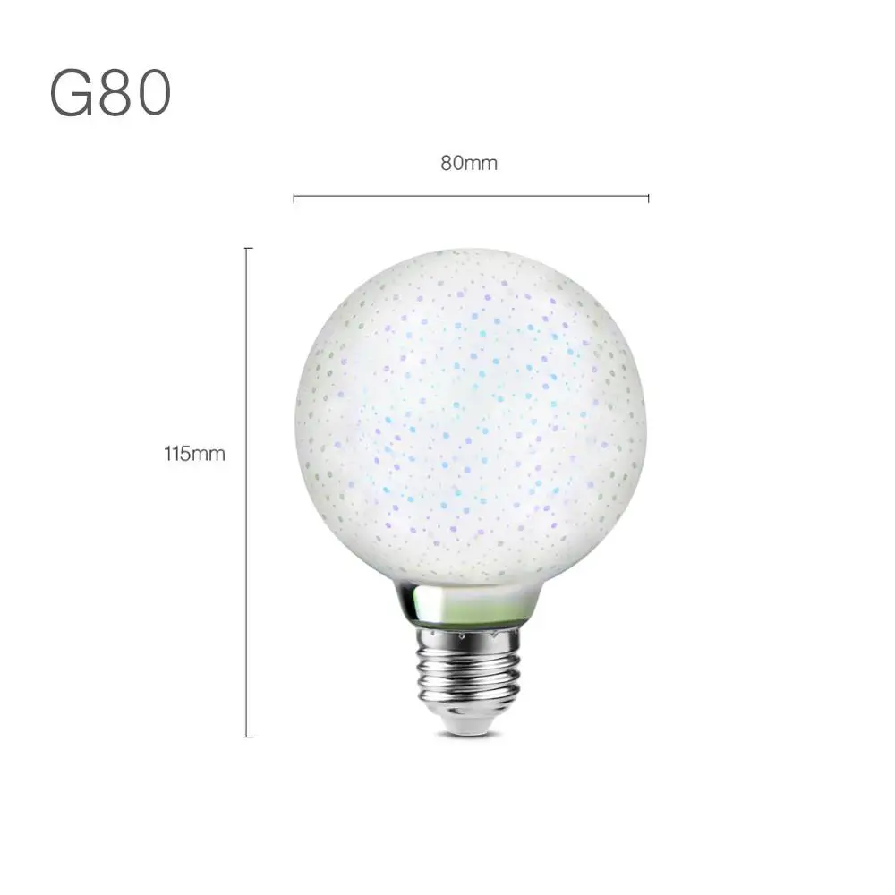 Эдисон лампы 3D эффект фейерверка Винтаж ампулы 220V E27 E14 нити светодиодный подвесной светильник в стиле ретро 6 Вт замена лампы накаливания украшения - Цвет: G80 E27