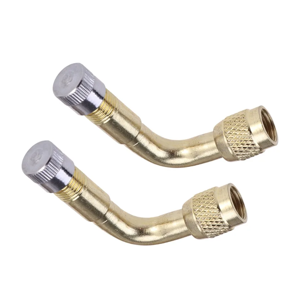 2Pcs 90 Degree Brass Air Tyre Valve Schrader Valve Stem with Extension